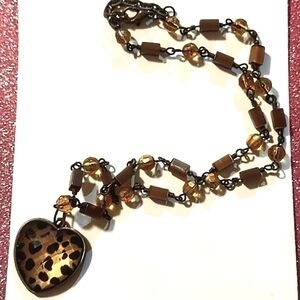 Leopard Print Heart Necklace